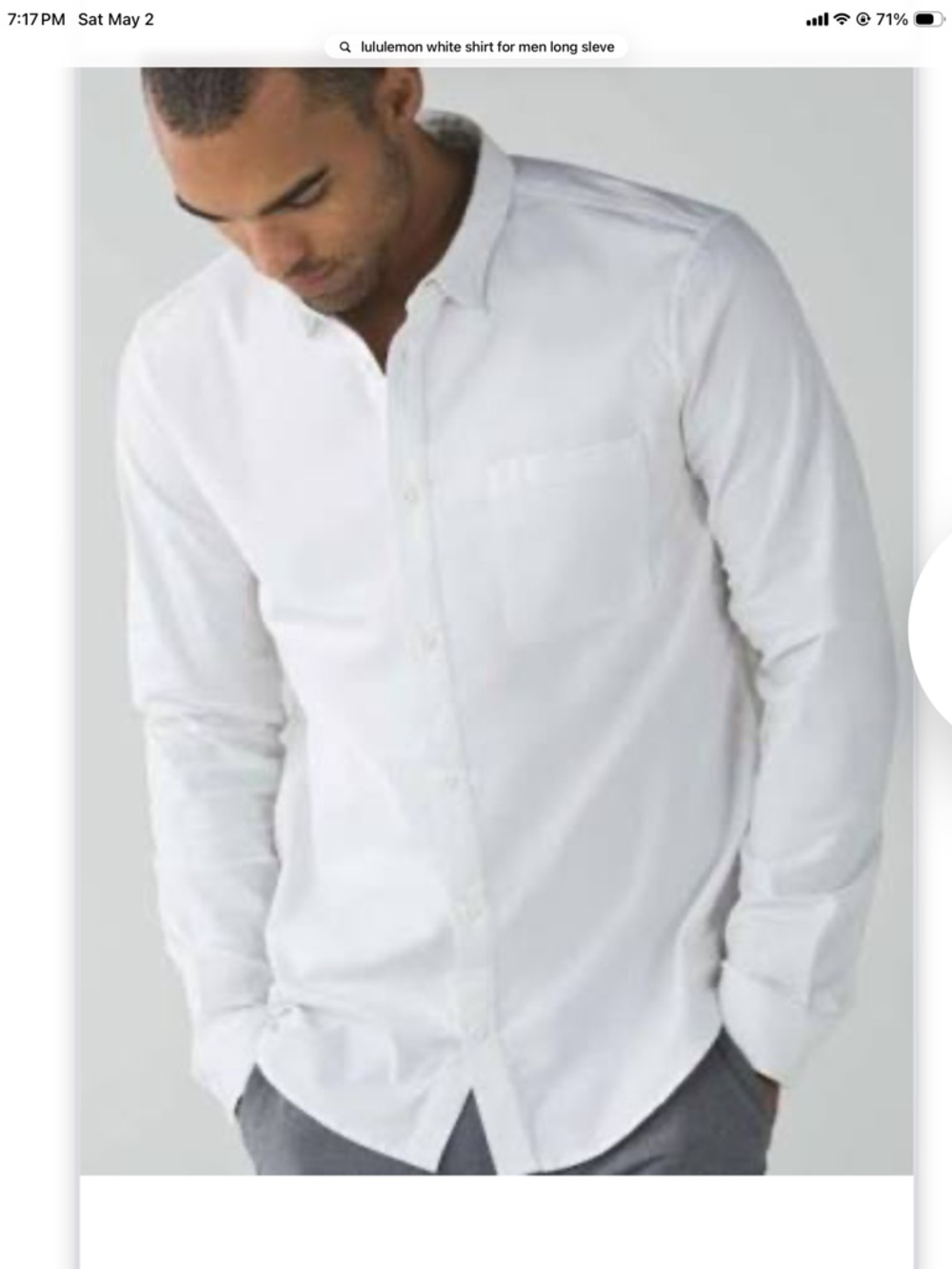Lululemon Men's White Button-Up Shirt - Classic Long Sleeve